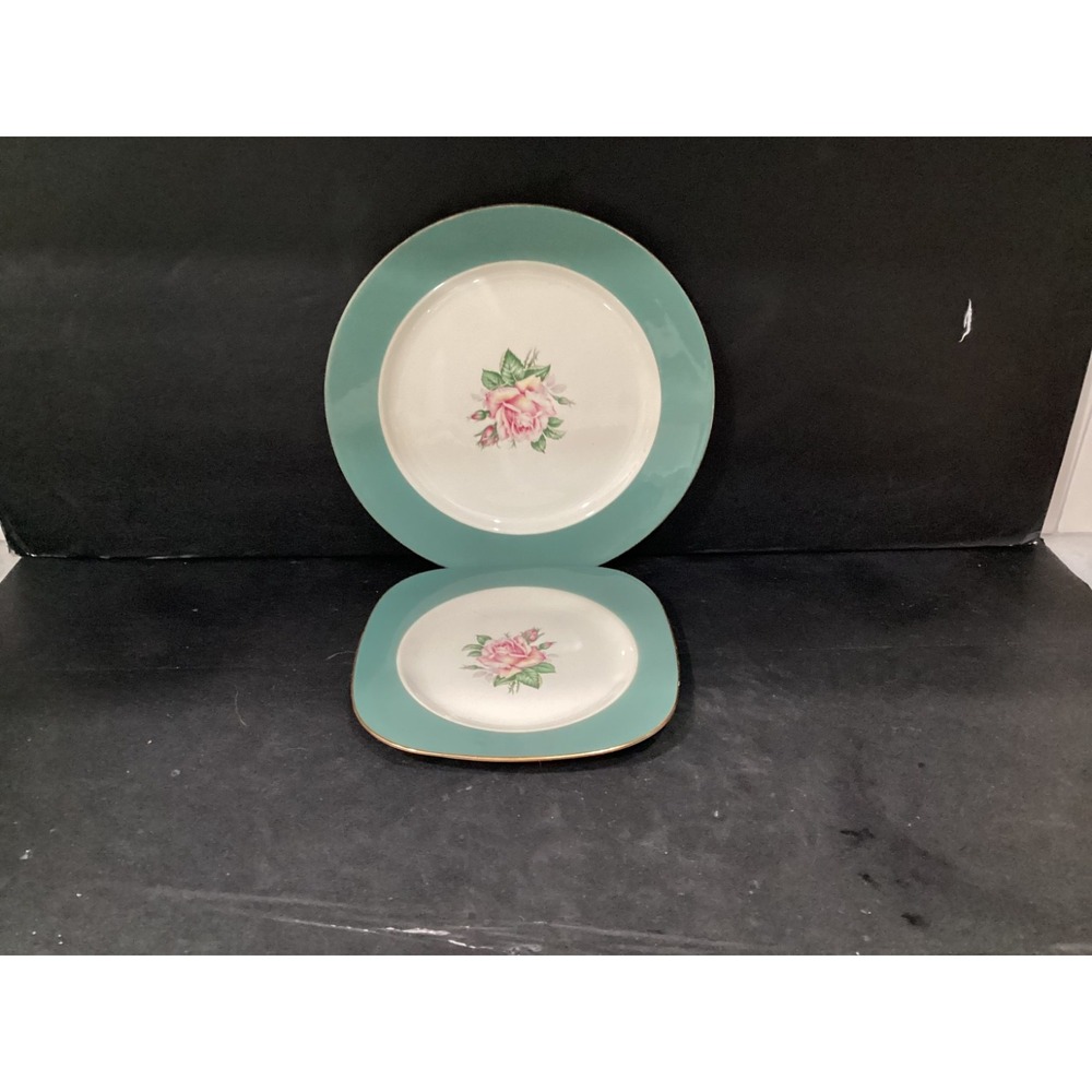 HOMER LAUGHLIN Lifetime China Green Magnolia Dinner/Salad Plate